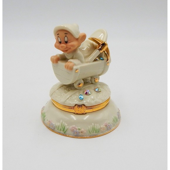 Lenox Treasures Disney Seven Dwarfs Dopey Trinket Box Jeweled Gold Accent - Picture 1 of 11